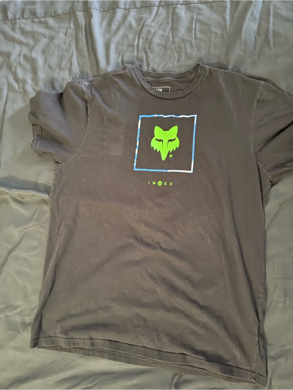 Fox Black T‑Shirt with Neon Green Script Logo